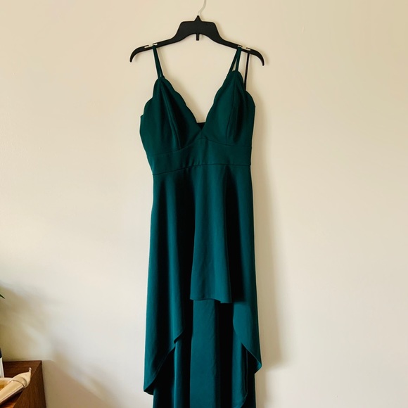 COPY - Hunter Green Hi-Low Bridesmaids Dress - Picture 3 of 3